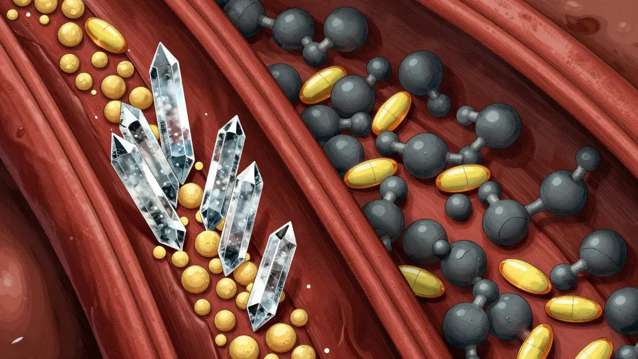 Gekiga style conceptual art of EPA molecules cleaning an artery wall